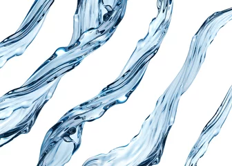 Wandaufkleber 3D-Wasserdüsen-Set, klare Flüssigkeit isoliert auf weißem Hintergrund © wacomka