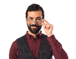 Man wearing waistcoat with glasses