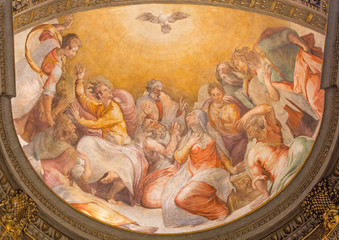 Obraz premium Rzym - fresk Zesłania Ducha Świętego w kościele Santa Maria dell Anima