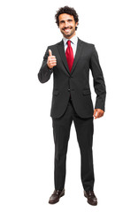Full length manager showing ok sign