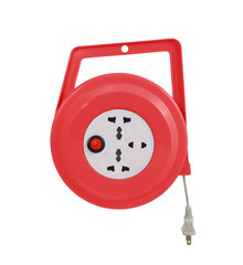 Extension electric cable reel isolated on white background