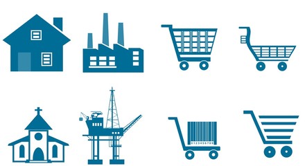 Industrie et commerce en 8 icônes
