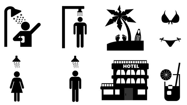 Hygi&egrave;ne et vacances en 8 ic&ocirc;nes