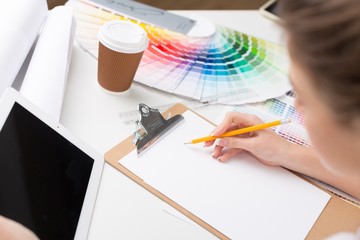 Designer. Interior design, renovation and technology concept -