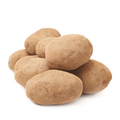 Pile of dirty earth potatoes isolated