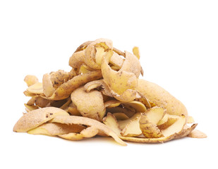 Pile of potato peels isolated