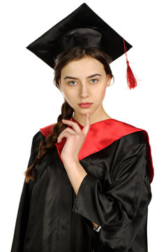 Beautiful graduate girl student in mantle