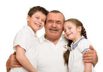 Grandfather and grandchildren portrait