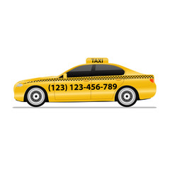 Modern yellow taxi vector