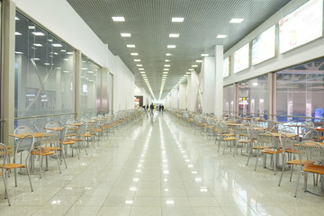 Interior of the cafe in Crocus City Mall.