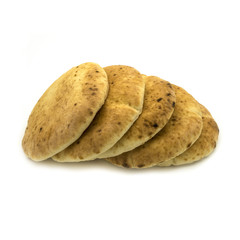 Pita bread on a white background