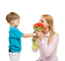 Fototapeta na wymiar Nice boy with mother