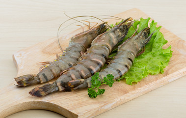 Raw tiger shrimps