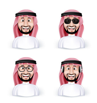 Set of 3D Dimension Saudi Arab Man in Different Professional