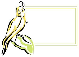 Fototapeta premium Horizontal frame with a white parrot