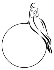 Round frame with a parrot