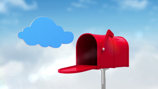 Cloud symbol in the mailbox on cloudy background
