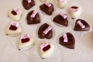Tray of chocolate candies