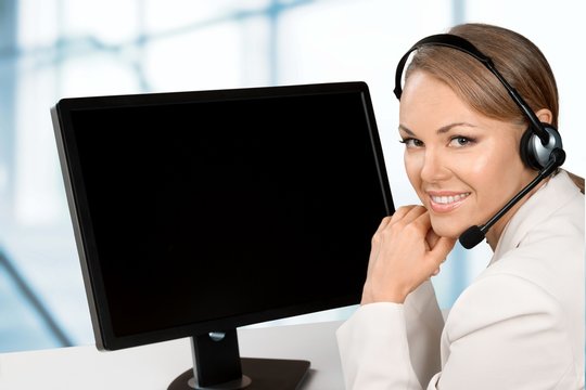 Telephone. Bright Smile Operator with Monitor