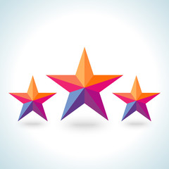 Bright colorful stars shape in modern polygonal crystal style
