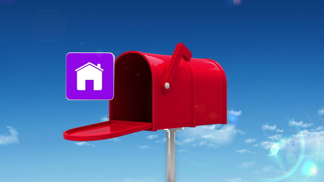 House symbol in the mailbox on sky background