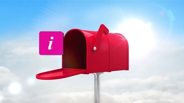 Information symbol in the mailbox on cloudy background