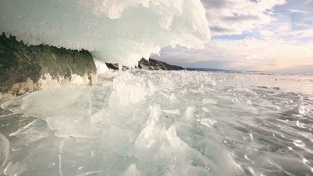 Ice hummocks Lake Baikal Siberia.