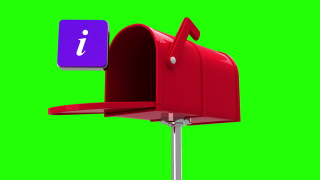 Information symbol in the mailbox on green background