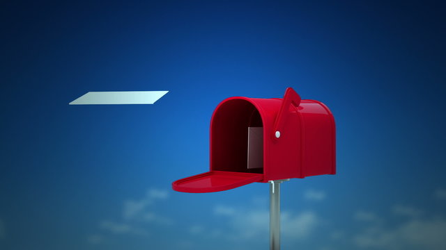 Letters coming out of the mailbox on sky background