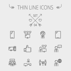 Technology thin line icon set.