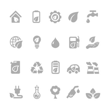 Set of eco energy icons with nuclear  and solar power  electric