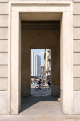Cyclist in Porta Nuova, Milan