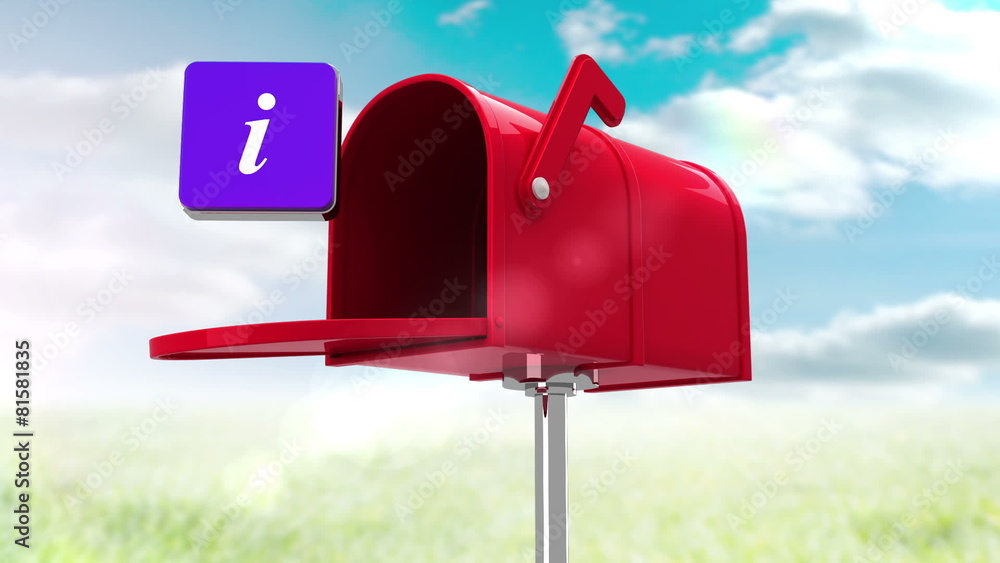 Poster information symbol in the mailbox on cloudy background