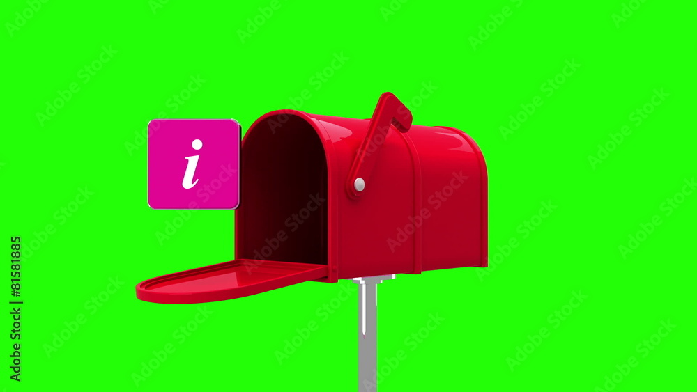 Poster information symbol in the mailbox on green background