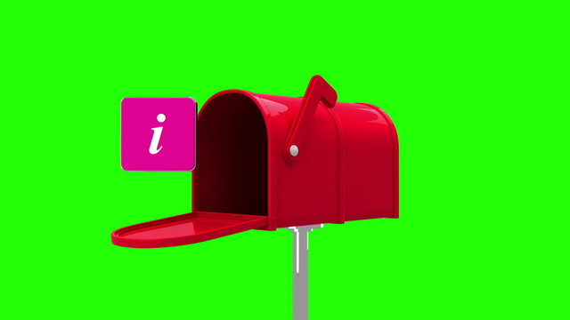 Information symbol in the mailbox on green background