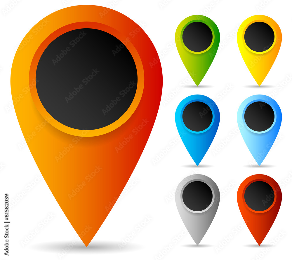 Aufkleber set of colorful map markers, map pins