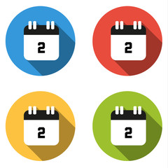 Collection of 4 isolated flat buttons (icons) for number 2