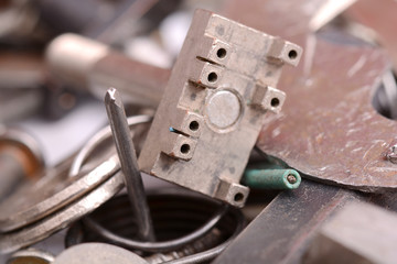 old screw and nail metal head collection