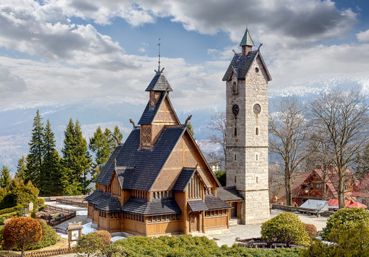 Old wooden temple Wang in Karpacz, Poland.