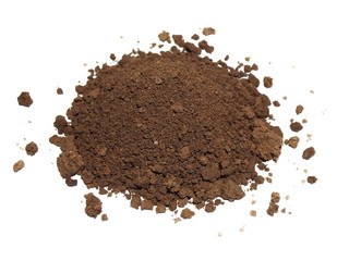 Pile of soil isolated on white background