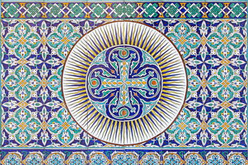 Jerusalem - tiled Armenian cross in St. James cathedral