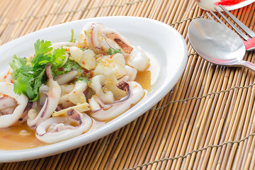 steamed Squid in white dish