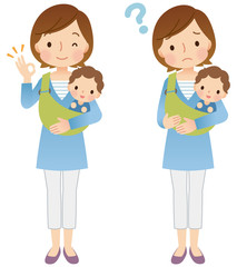 子育てする主婦　ママ　表情ポーズ