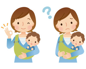 子育てする女性　ママ　表情セット