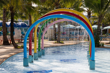 colorful arch fountain decorating in the pool