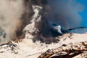 Mount Etna Eruption and lava flow