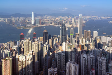 Hong Kong skyline view from the Victoria Peak.