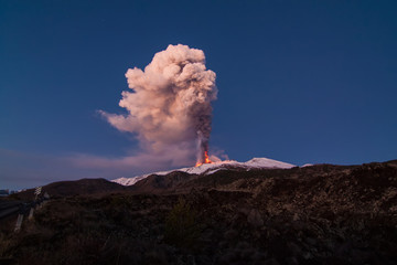 Mount Etna Eruption and lava flow
