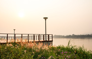 view of sunset over the river