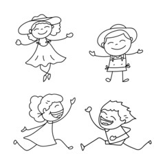 hand drawing cartoon happy people